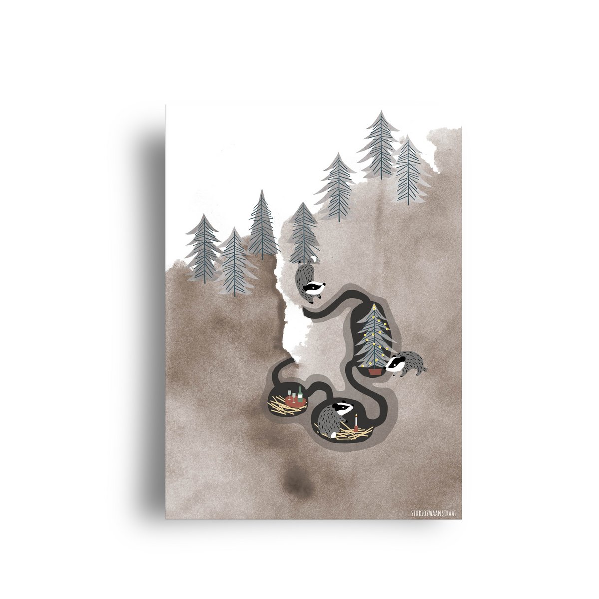Postkarte - Serie 'Weihnachten' - 'Underground Party'