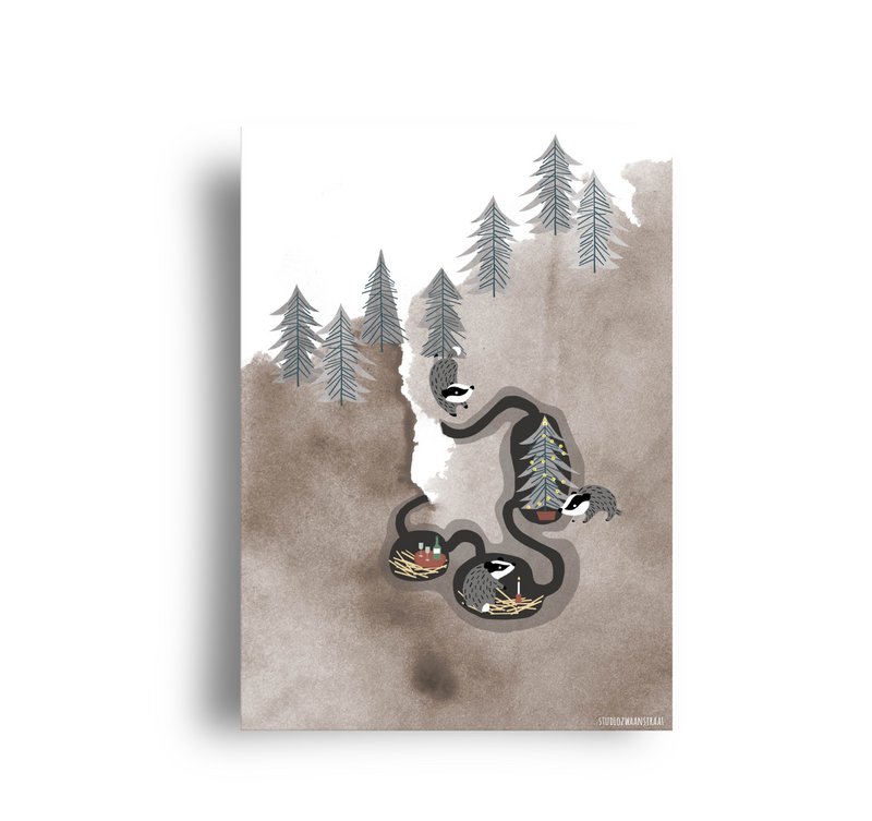Postkarte - Serie 'Weihnachten' - 'Underground Party'