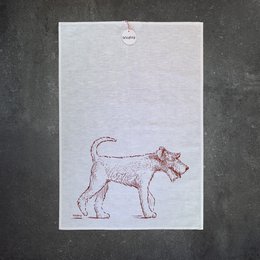 Tea towel half linen terrier