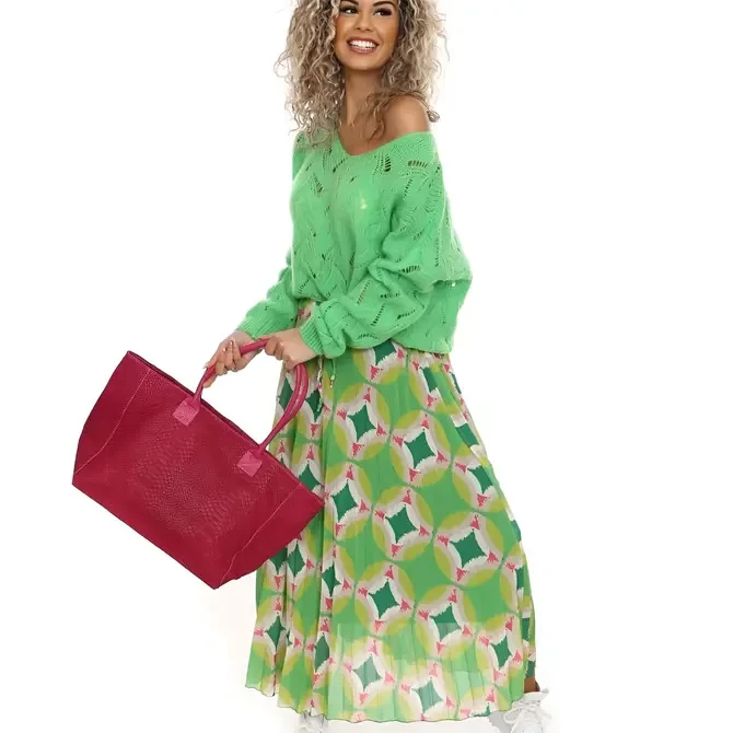 LOLA – Italiaanse leren tas met python-reliëf – Fuchsia