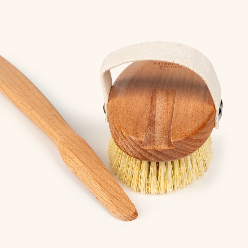 Cepillo corporal natural de madera con mango largo y extraíble - vegano