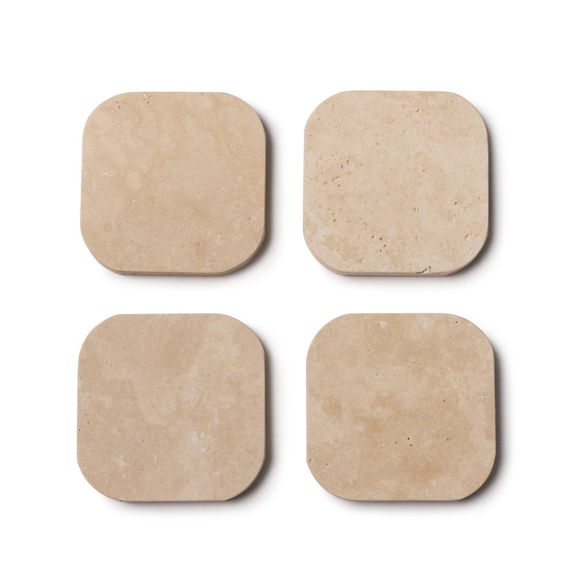Dessous de verre en travertin - bio - lot de 4 pièces - 10x10x1cm