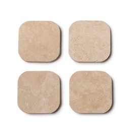 Travertin coaster - økologisk - sæt med 4 stk - 10x10x1cm