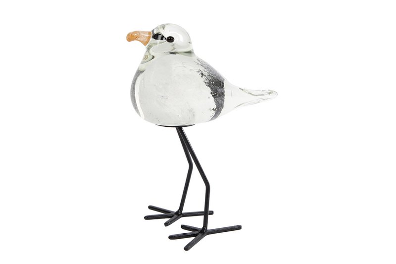 Sculpture Seagull white-black glass 11x85x15cm
