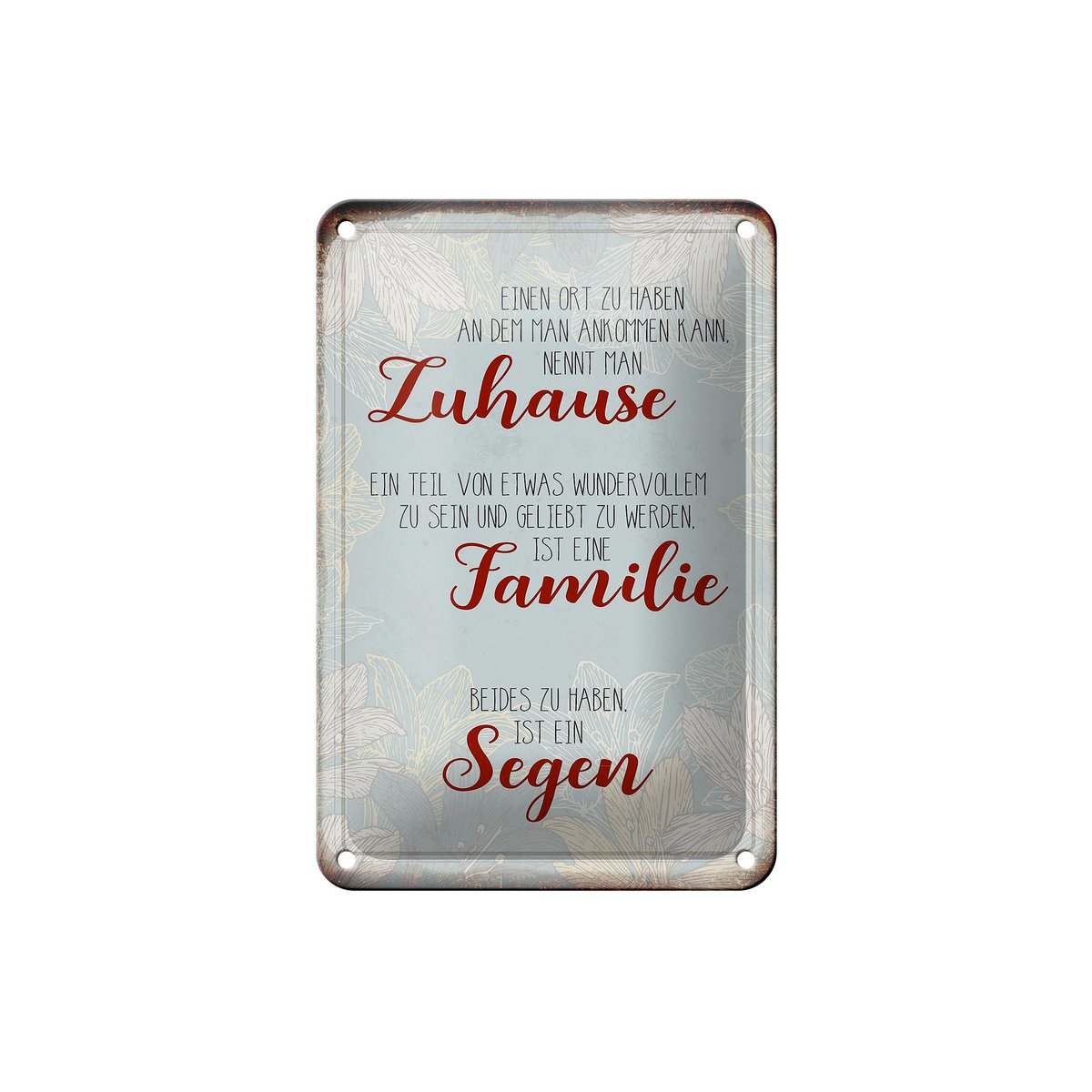 Tinnen bord met de tekst 12x18cm thuis familie zegen cadeau decoratie
