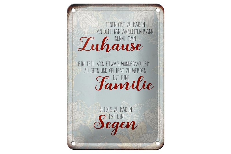 Tin sign saying 12x18cm home family blessing gift decoration