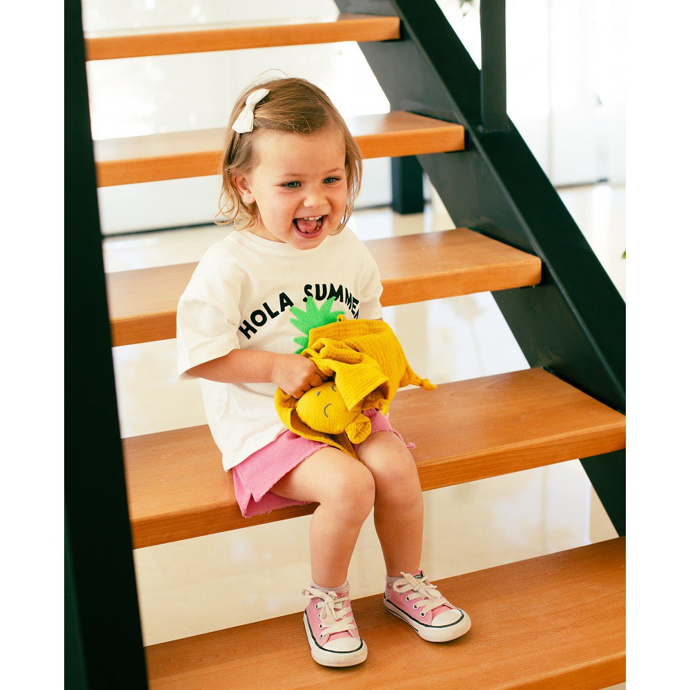 ENSEMBLE DOUDOU + BANDANA + ANNEAU DE DENTITION - MOD. OSO - ROSE FONCÉ