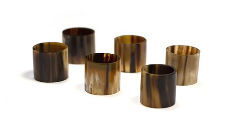 Set of 6 napkin rings in blond horn