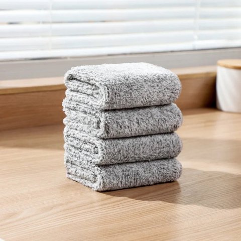 12x bamboo charcoal fiber tea towel 22x25 cm | Highly water-absorbent, lint-free, ultra soft | Odorless & antibacterial