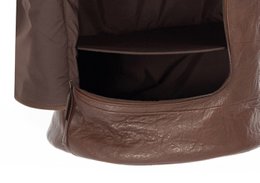 K0036BB | Boxing Bag Container in Genuine Leather, full grain, frills - Dark Brown Color - Polished Nickel Accessories. Dimensions: 35 x 35 x 120 cm - Packaging: Tnt bag
