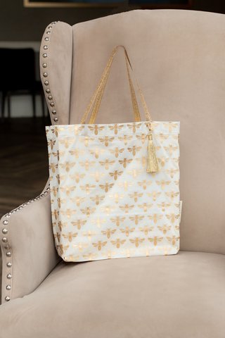 Stoffgeschenktüten Tote Style - Luxe Gold Kollektion - Vanille / Bienen