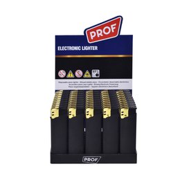 PROF briquet noir  RUBBER GOLD CAP
