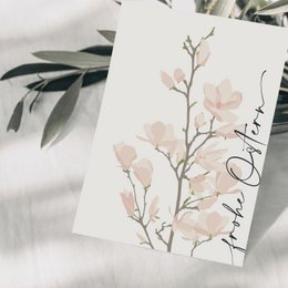Påskekort 'Glad påske' med lyserød magnolia