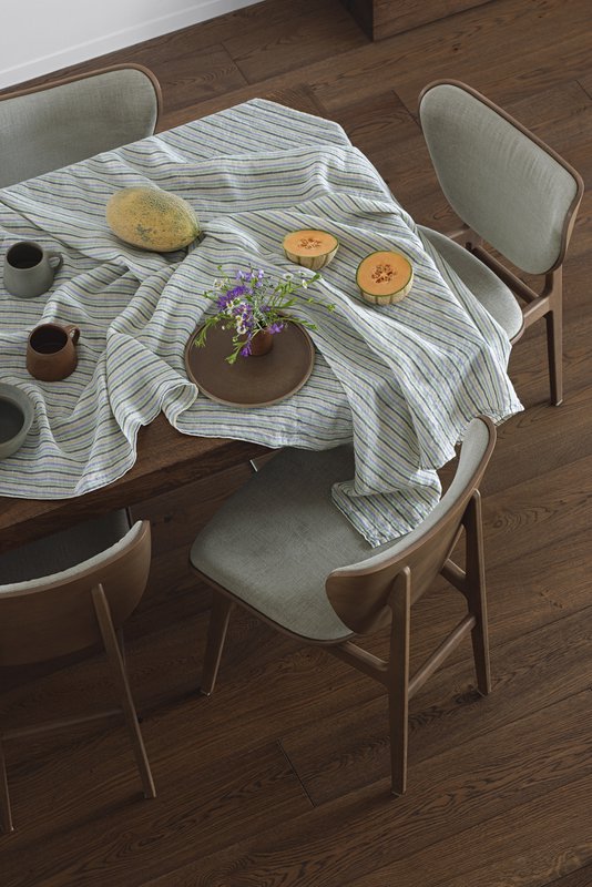 100% hør dug (250x145 cm) lilla striber