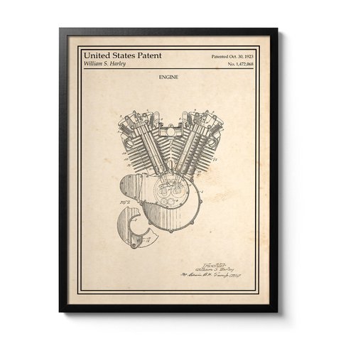Affiche brevet Moteur Harley Davidson