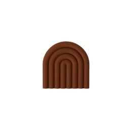 A round, arched trivet made of brown silicone material with a modern, minimalist design.