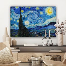 Canvas Maleri - Wall Decoration - De Sterrennacht - Vincent Van Gogh