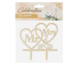 Cake topper Mr & Mrs hearts