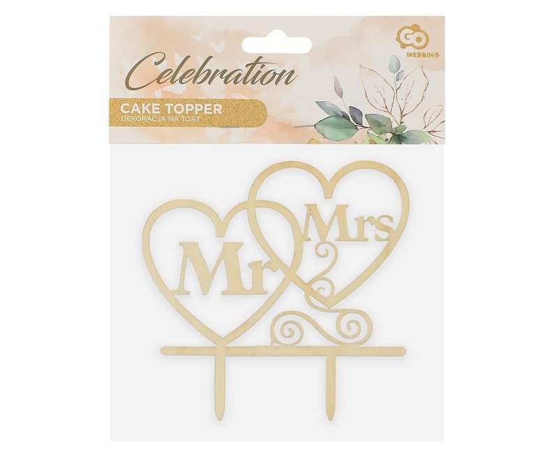 Figura tarta Mr & Mrs corazones