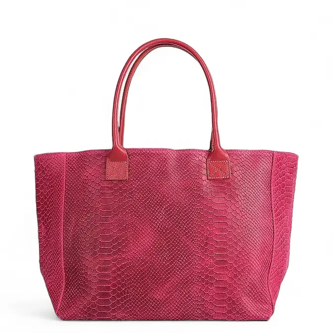 LOLA – Italiaanse leren tas met python-reliëf – Fuchsia