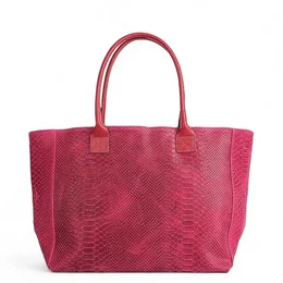 LOLA – Sac en cuir italien embossé python – Fuchsia