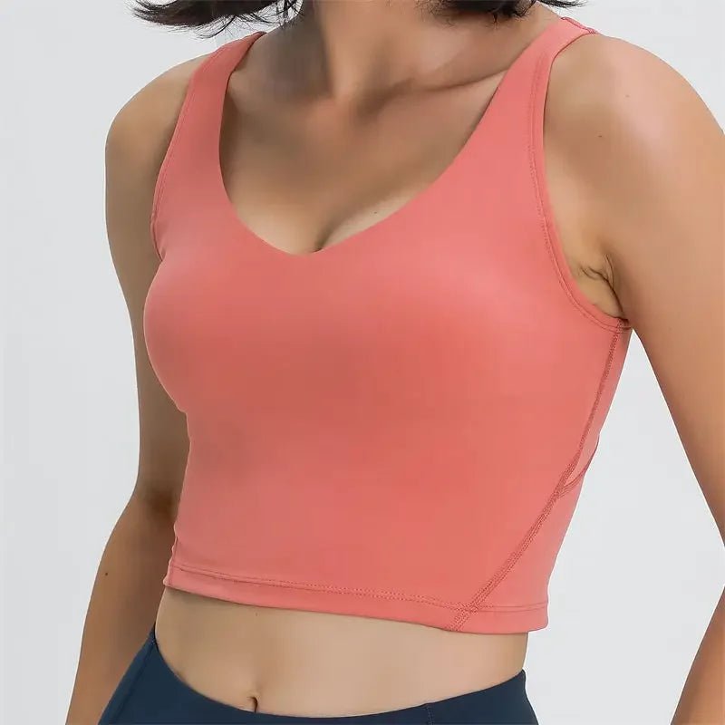 Camiseta sin mangas Nepoagym PASSION con estante, sujetador integrado, Top corto con acolchado extraíble, sujetador deportivo palangre para Yoga y gimnasio