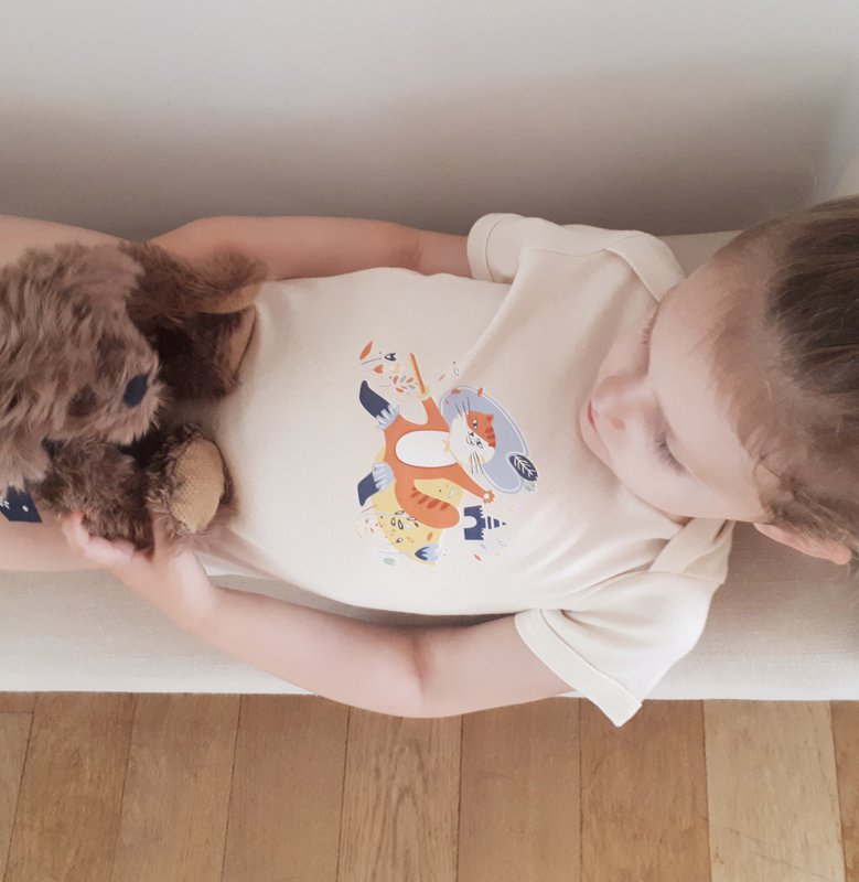 Chat Botté natural body 100% organic cotton certified OEKO-TEX