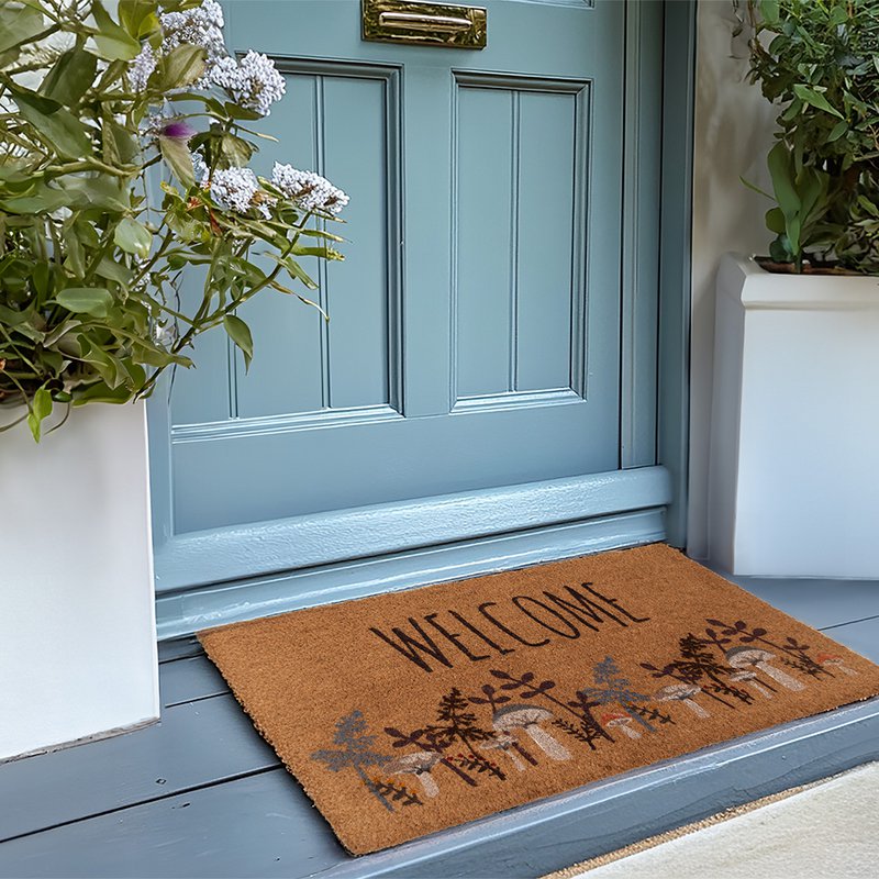 Doormat 75x45 cm Brown Coconut Mushrooms Coconut mat