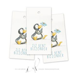 Cadeaulabel/Bloemenkaartje - Pinguin
