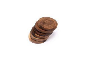 Set mit 6 Untersetzern aus Walnussholz, handgefertigt, 8,5 cm, handgefertigt in Marokko