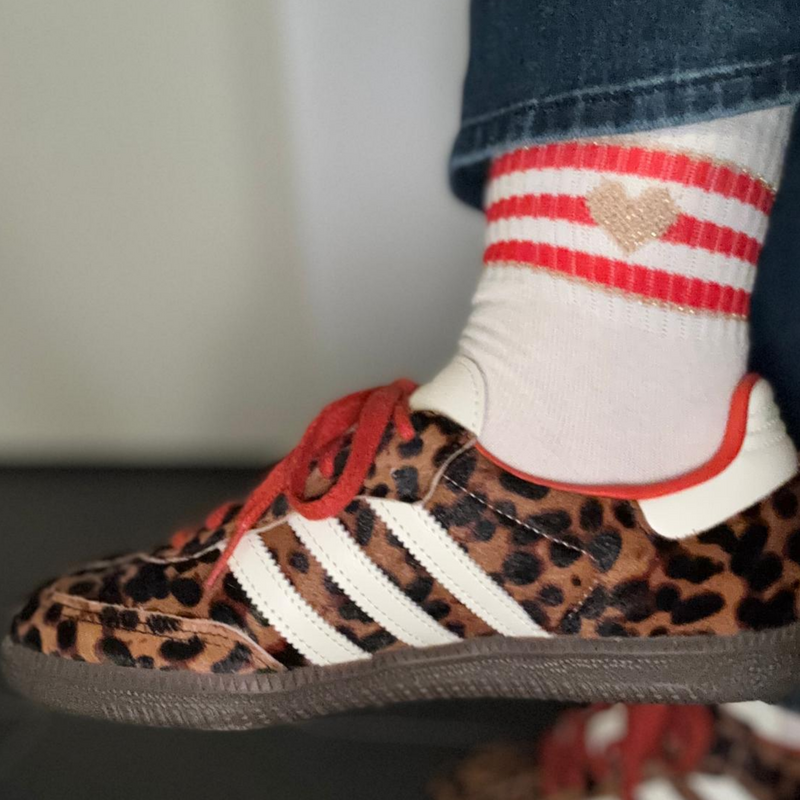 Socke Coral Stripey Heart