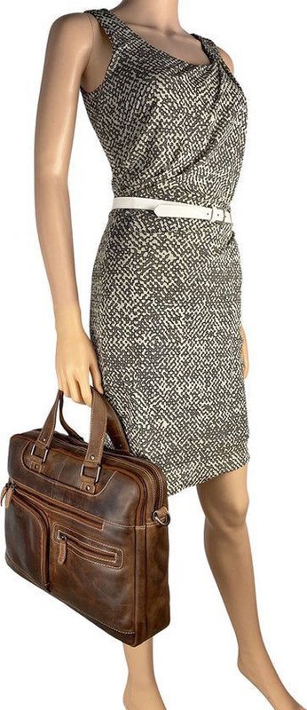 Bolso portátil Messenger Bag 15 Cognac de cuero de búfalo de 6 pulgadas