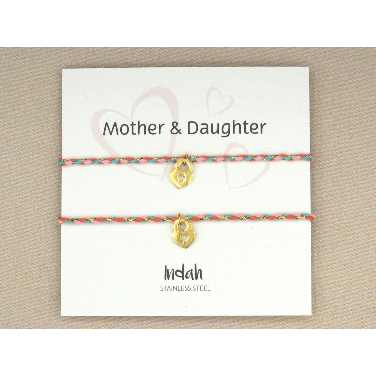 Moeder en dochter armbandenset multi color, stainless steel