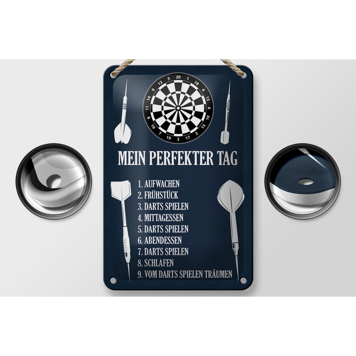 Tin sign saying 12x18cm my perfect day darts games decoration