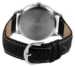 Q&Q men's watch with imitation leather strap, Ø 40 mm, black/silver/white