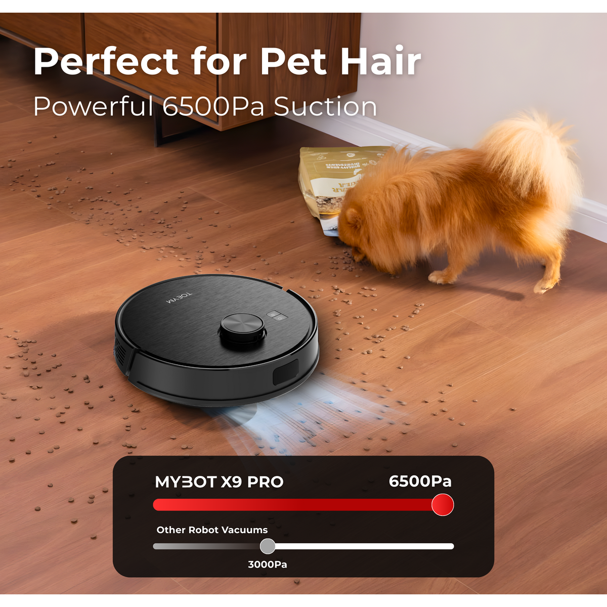 MYBOT X9 PRO - Robot Aspirateur - Avec Station de Vidange Auto - Aspiration 6500PA - Avec fonction nettoyage - Batterie 3200mAh