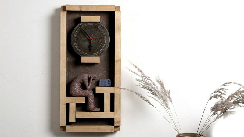 Wall Clock | Papier mache Radio Listener Handcrafted