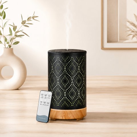 Ultraschalldiffusor – Sevilla – Zerstäubung ätherischer Öle mit Fernbedienung – Metall – Geschenkidee zur Dekoration