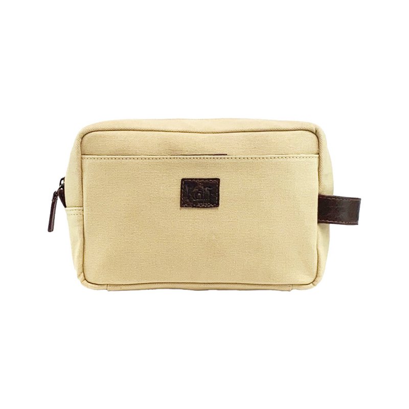 K0014GB | Beauty Case in Canvas/Genuine full-grain leather, flywheel. Color Rope/Testa Moro. Side handle. Zip closure. Dimensions: 24 x 15 x 9 cm. Packaging: Tnt bag