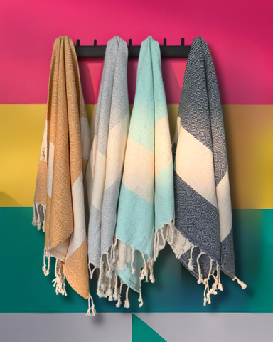 DIAMANT Hamam-Hand-Geschirrtuch für die Reise – 40-teiliges farblich sortiertes Bündel / Hand-, Haar-, Geschirr- oder Gästetuch (90 x 45 cm)