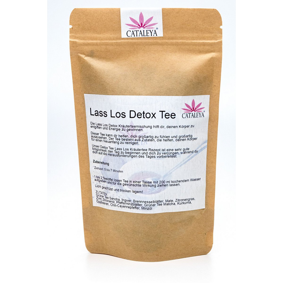 LASS LOS-DETOX TEE, die Kräuterteemischung mit Grüner Tee Matcha, Ingwer und Zitronengras hilft dir, deinen Körper zu entgiften und Energie zu gewinnen 50g