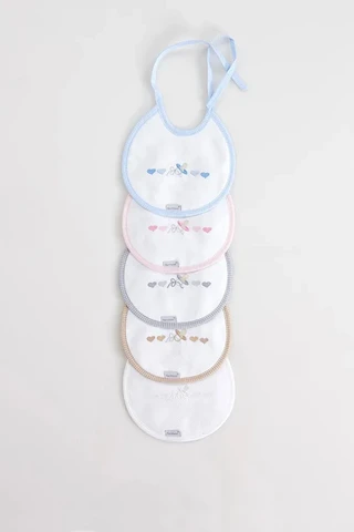Baby Piqué Bib with Hearts, Box of 12