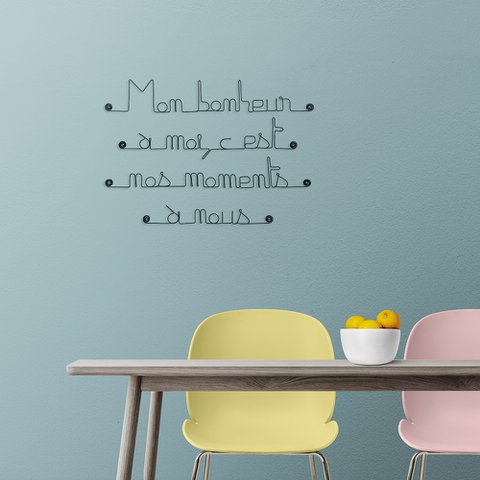 Wire quote "Happiness and Love" - ​​to pin - Wall jewelry