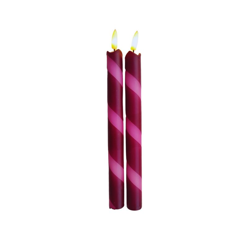 Vela LED Northern Lights Candy Cane Rosa/Borgoña