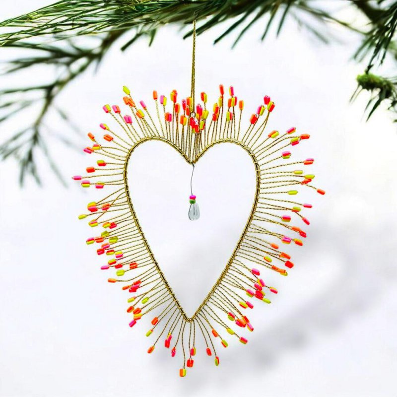 Decoratie FUNKEL Ultrafijn hart neon oranje