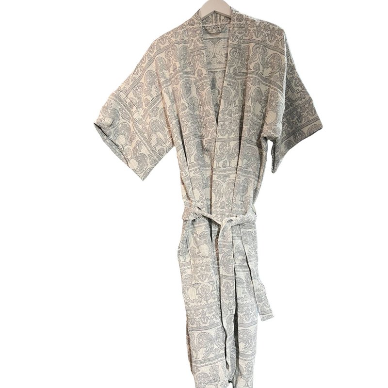 Albornoz tipo kimono de gasa de algodón