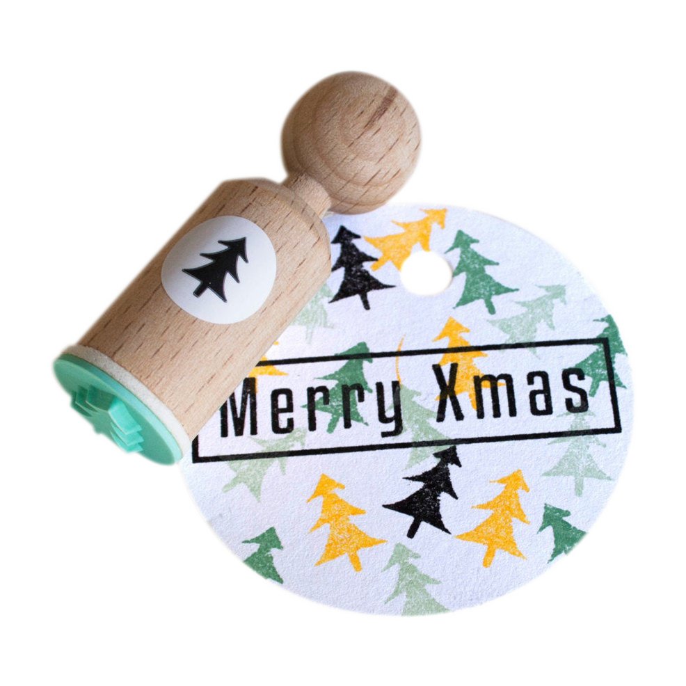 Mini timbre d'arbre de Noël - Timbre en bois pour l'artisanat des fêtes