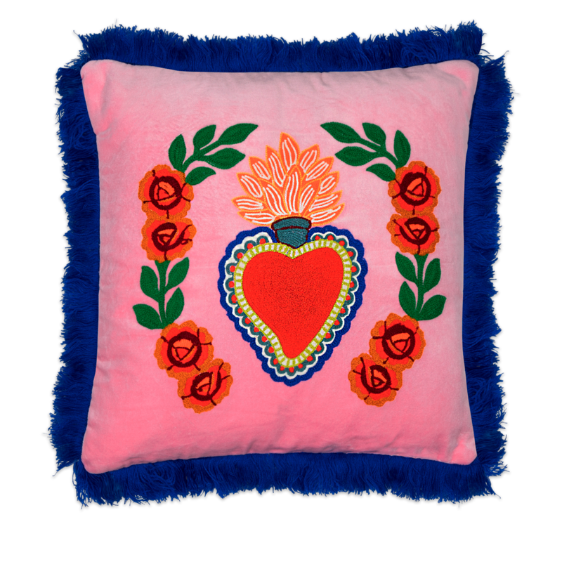 Kitsch Küchenkissen Milagro Herzrosa Ränder