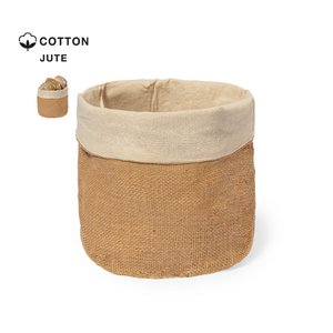 BREAD BASKET MADE OF SOFT 100% COTTON INSIDE AND JUTE ON THE OUTSIDE, WITH A ROUND DESIGN.