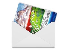 Cartolina da viaggio in latta 10x14 cm Targa decorativa della valle dei monti Glarner Walensee